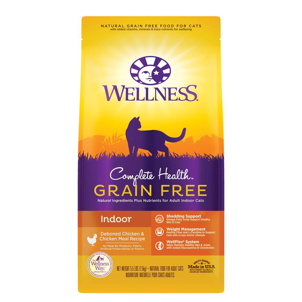 Wellness Complete Health Grain-Free Indoor Dry Cat Food, Deboned Chicken-Chicken Meal (5.5 lbs)