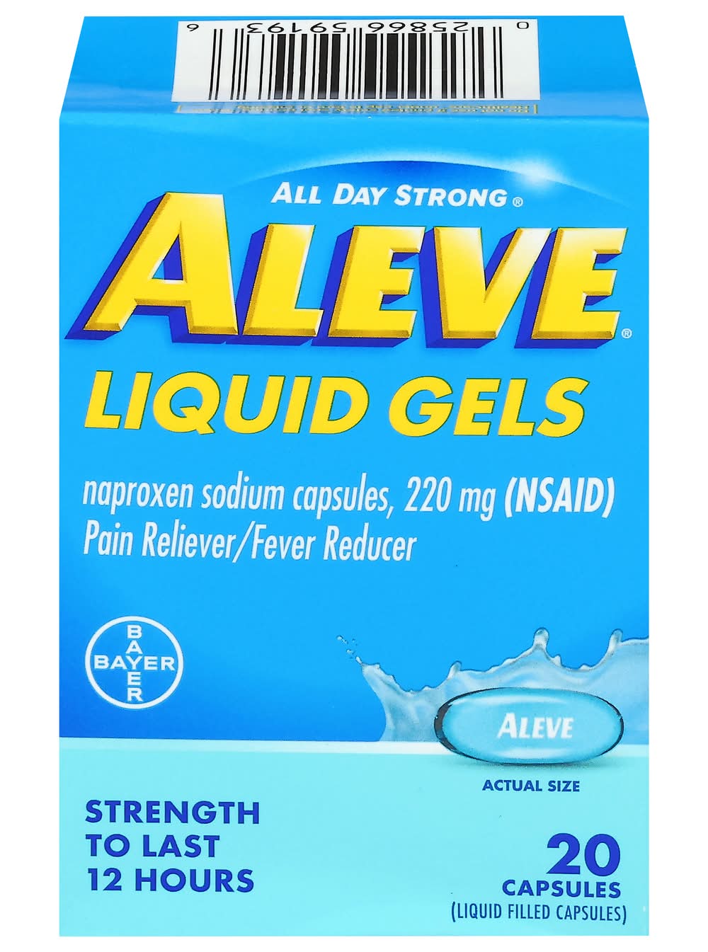 Aleve All Day Strong Liquid Gels Pain Reliever Capsules 220 mg (20 ct)