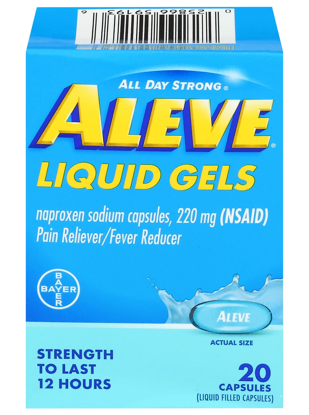 Aleve All Day Strong Liquid Gels Pain Reliever Capsules 220 mg (20 ct)