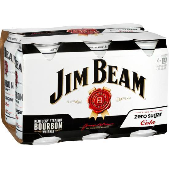 Jim Beam Zero Sugar Cola Cans 6x375mL