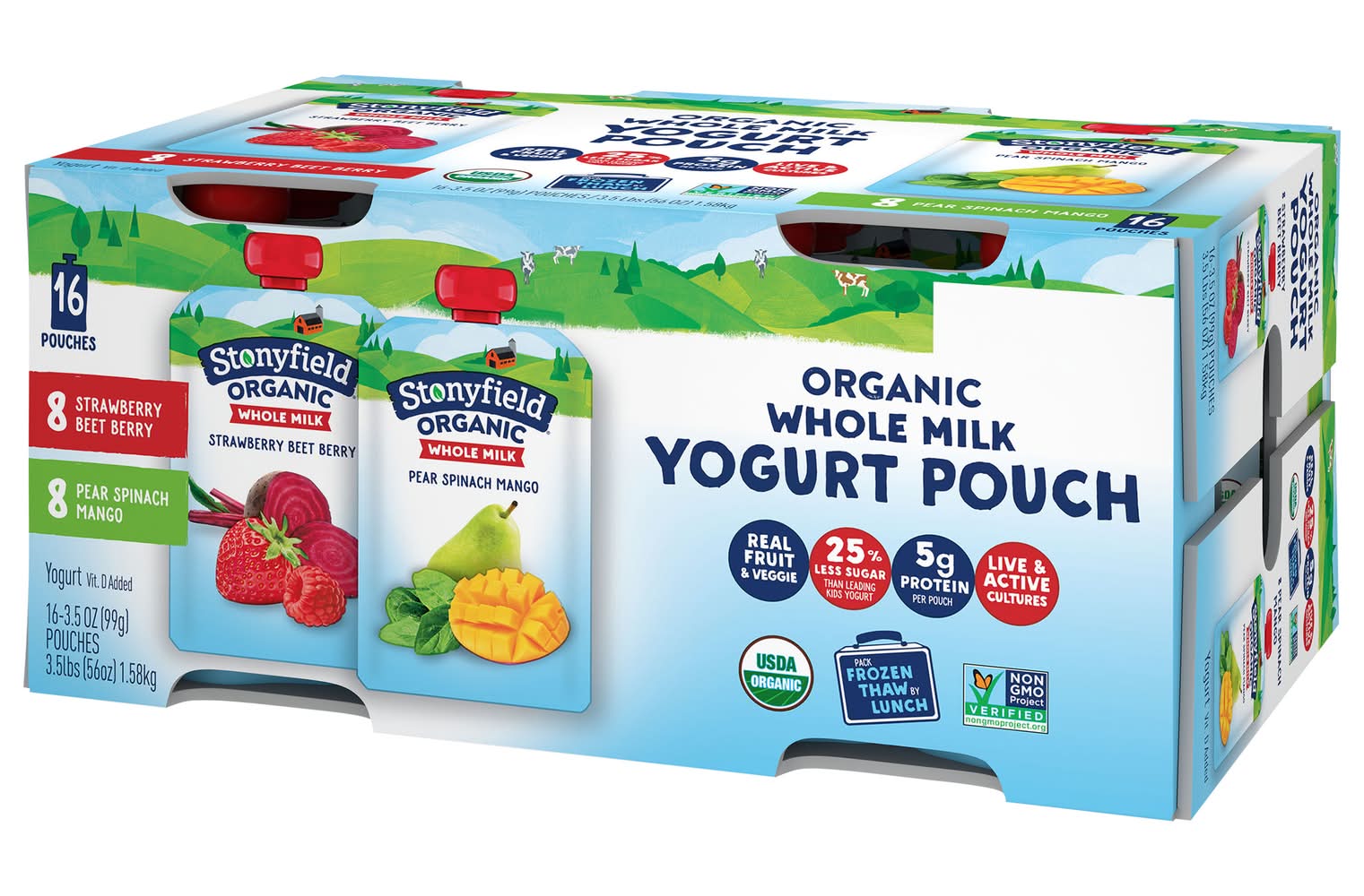 Stonyfield Organic Whole Milk Yogurt Pouch Variety pack Delivery