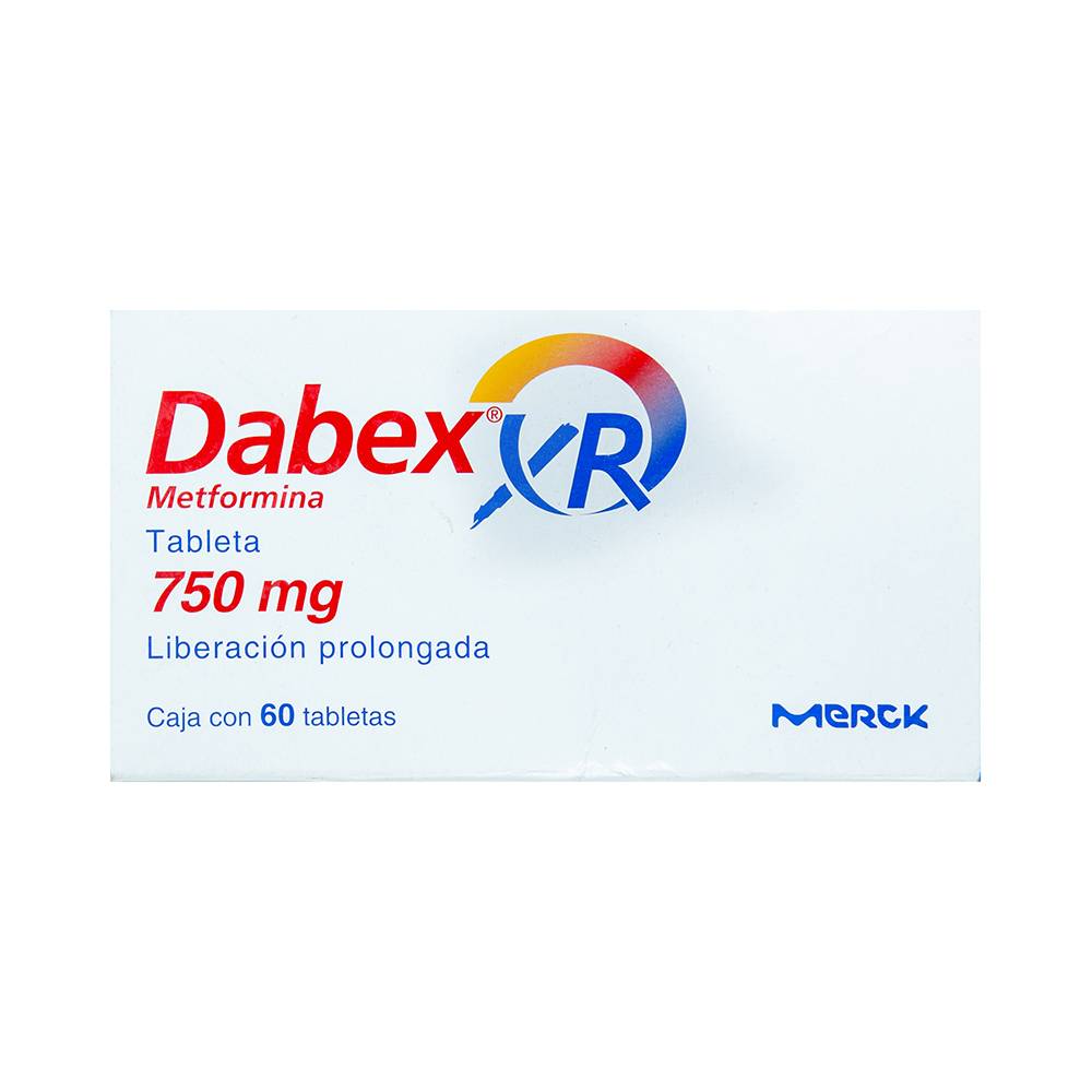 Merck dabex xr metformina tabletas 750 mg (60 piezas)