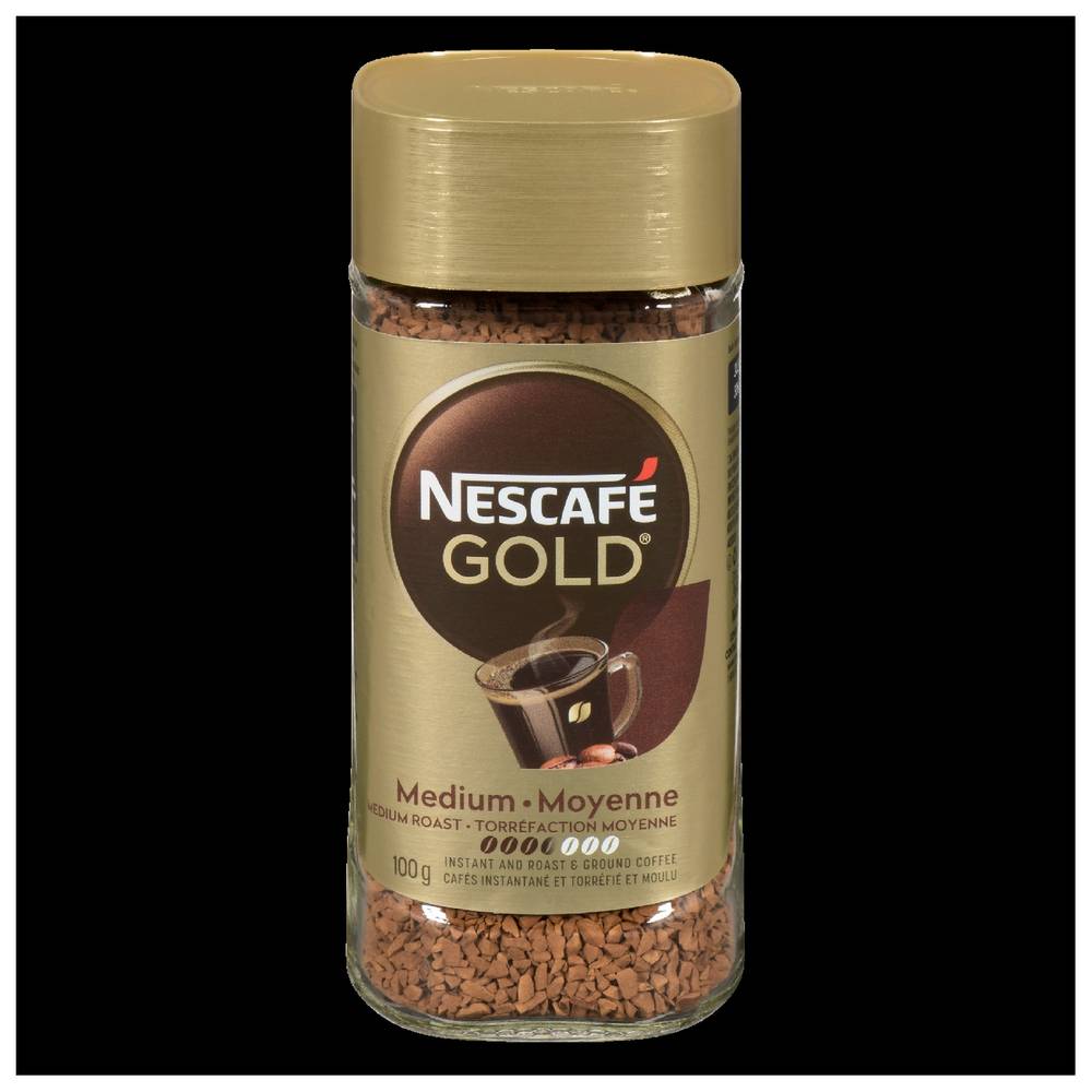 Nescafé gold café instantané et moulu torréfaction moyenne - gold medium roast instant & ground coffee (100 g)