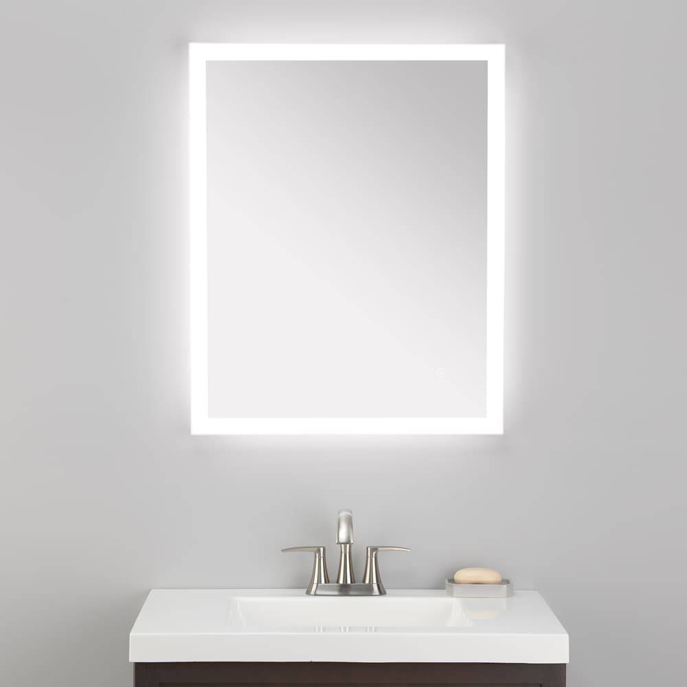 allen + roth 24-in x 30-in Frameless Dimmable LED Lighted Fog Free Bathroom Vanity Mirror (Clean) | 75-102