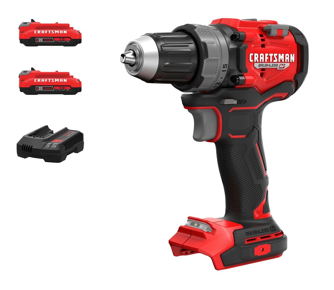 CRAFTSMAN V20 RP 20-volt Max 1/2-in Keyless Brushless Cordless Drill ( 2 -Batteries Included, and Charger Included )