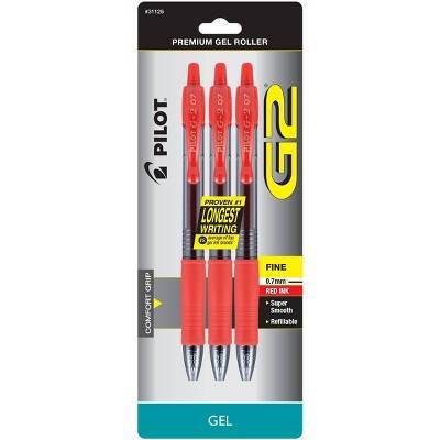 G2 Pilot Premium Retractable Fine Point Gel Pens, Red (3 ct)