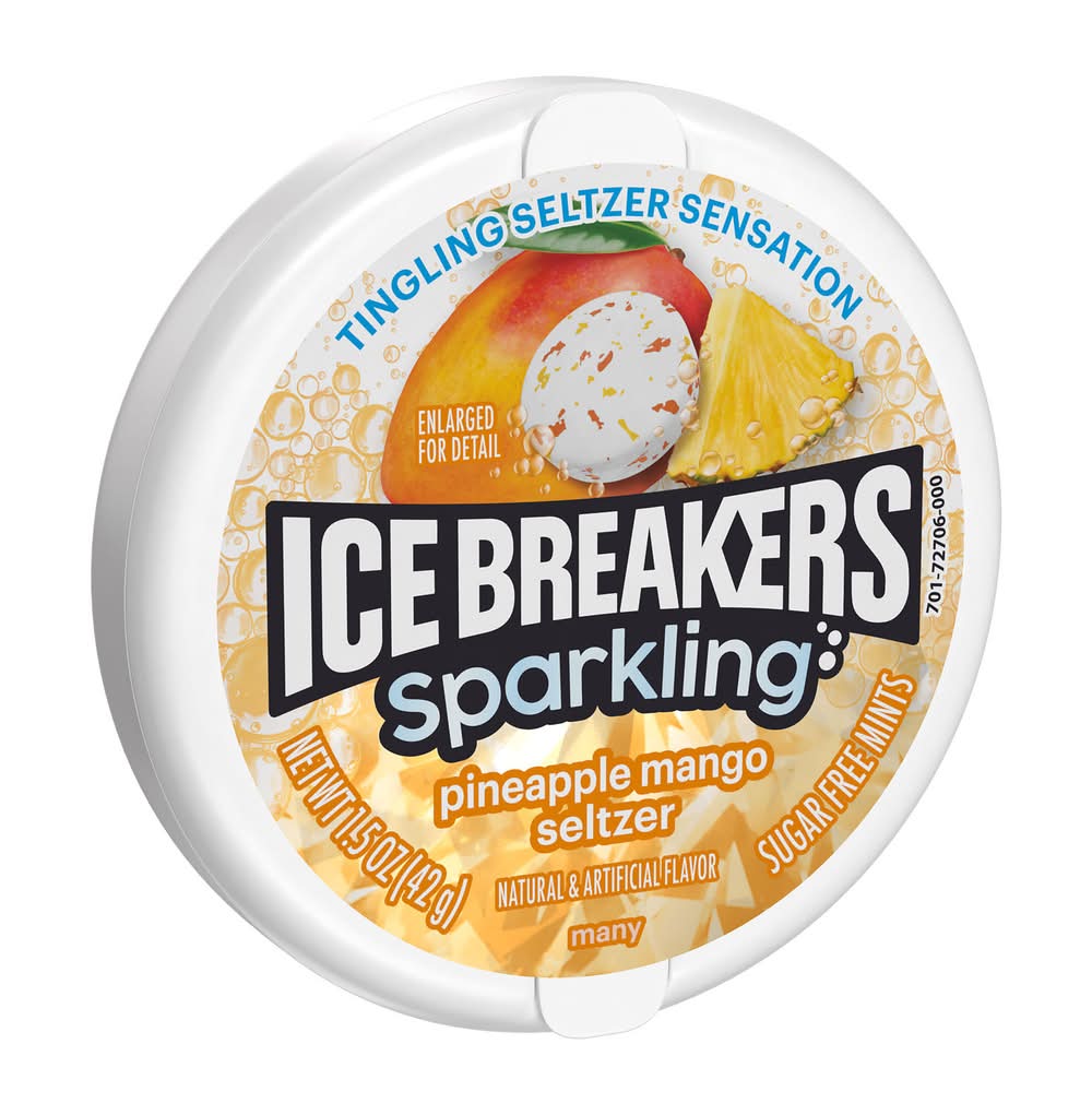 Ice Breakers Sparkling Sugar Free Mints, Pineapple-Mango Seltzer (1.5 oz)