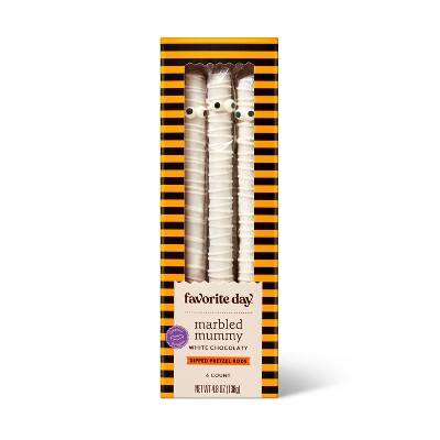 Favorite Day Halloween Marbled Mummy White Chocolaty Dipped Pretzel Rods (4.8 oz, 6 ct)