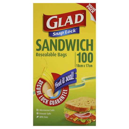 Glad Snaplock Reseal Sandwich Bags (100 Pack)