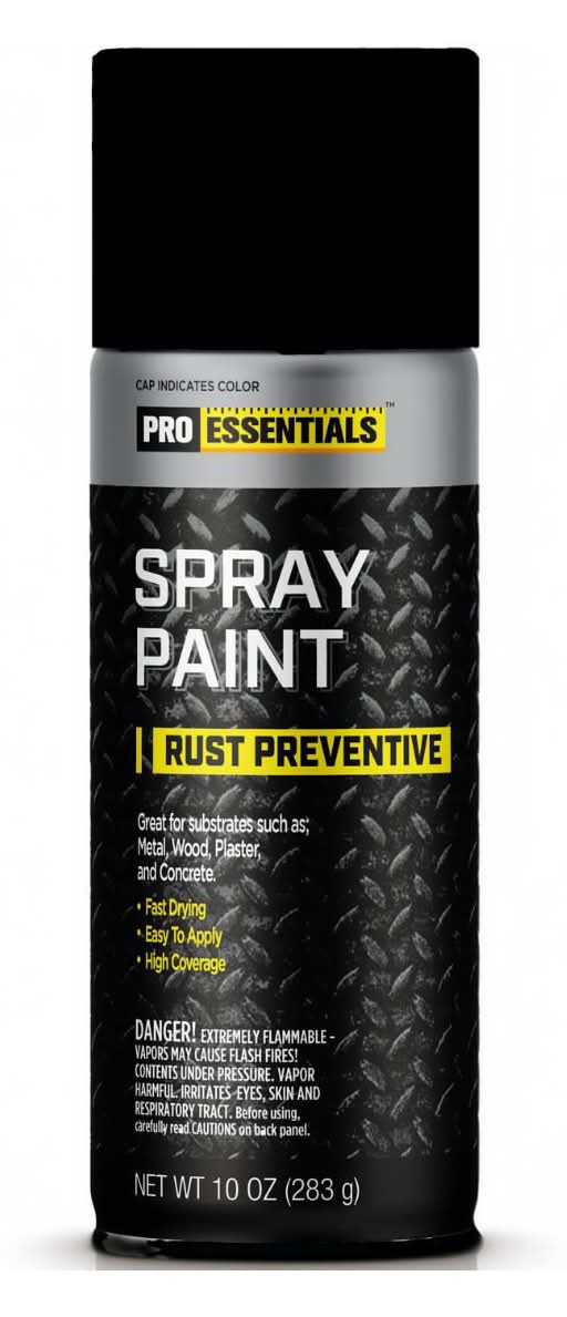 Pro Essentials Spray Paint Rust Preventative Semi-Gloss, Black (10 oz)