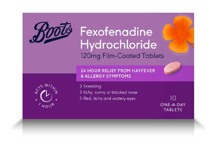 Boots Fexofenadine Hydrochloride 120mg Film-Coated Tablets (10 pack)