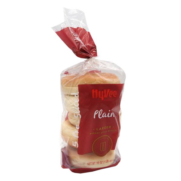 Hy-Vee Plain Larger Bakery Style Bagels (5 ct)