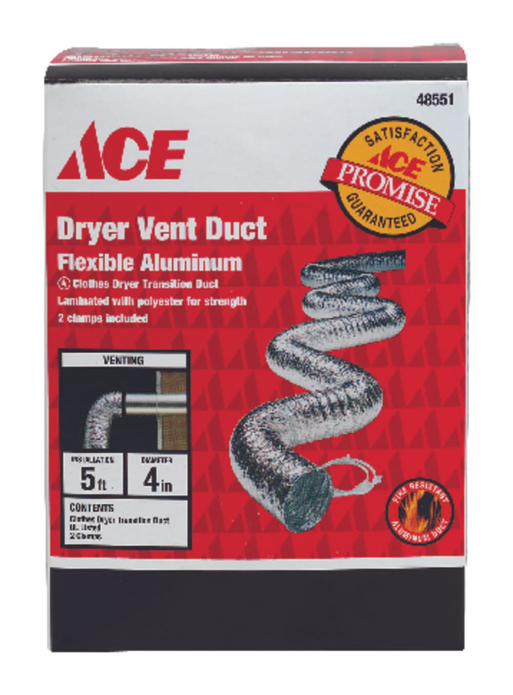 ACE 60 In. L X 4 In. D Silver Aluminum Dryer Vent Duct