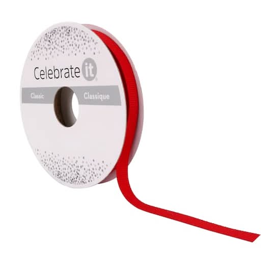 Celebrate It Classic Grosgrain Ribbon, 1/4" X 10Yd, Red