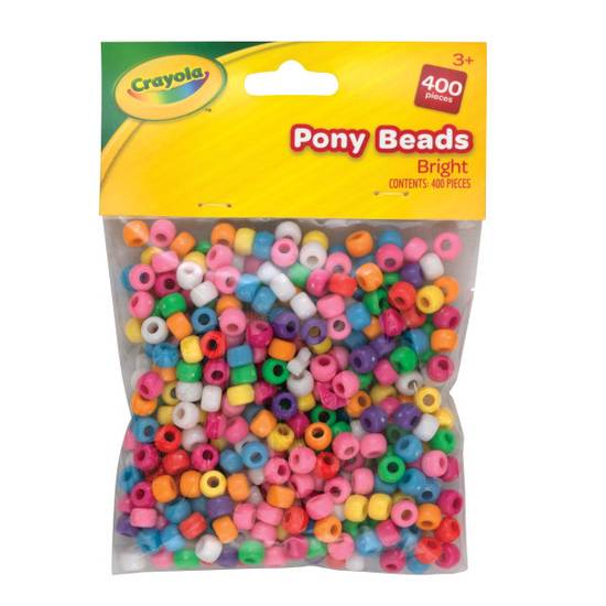 Crayola® Pony Beads, 6mm x 9mm, Multicolor, Pack Of 400 Beads