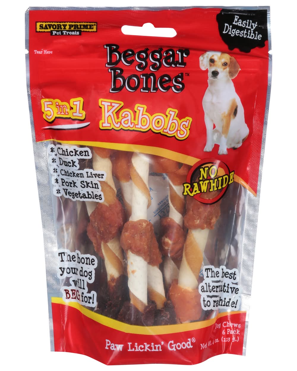 Beggar Bones Kabobs Dog Chews (4 oz, 6 ct)