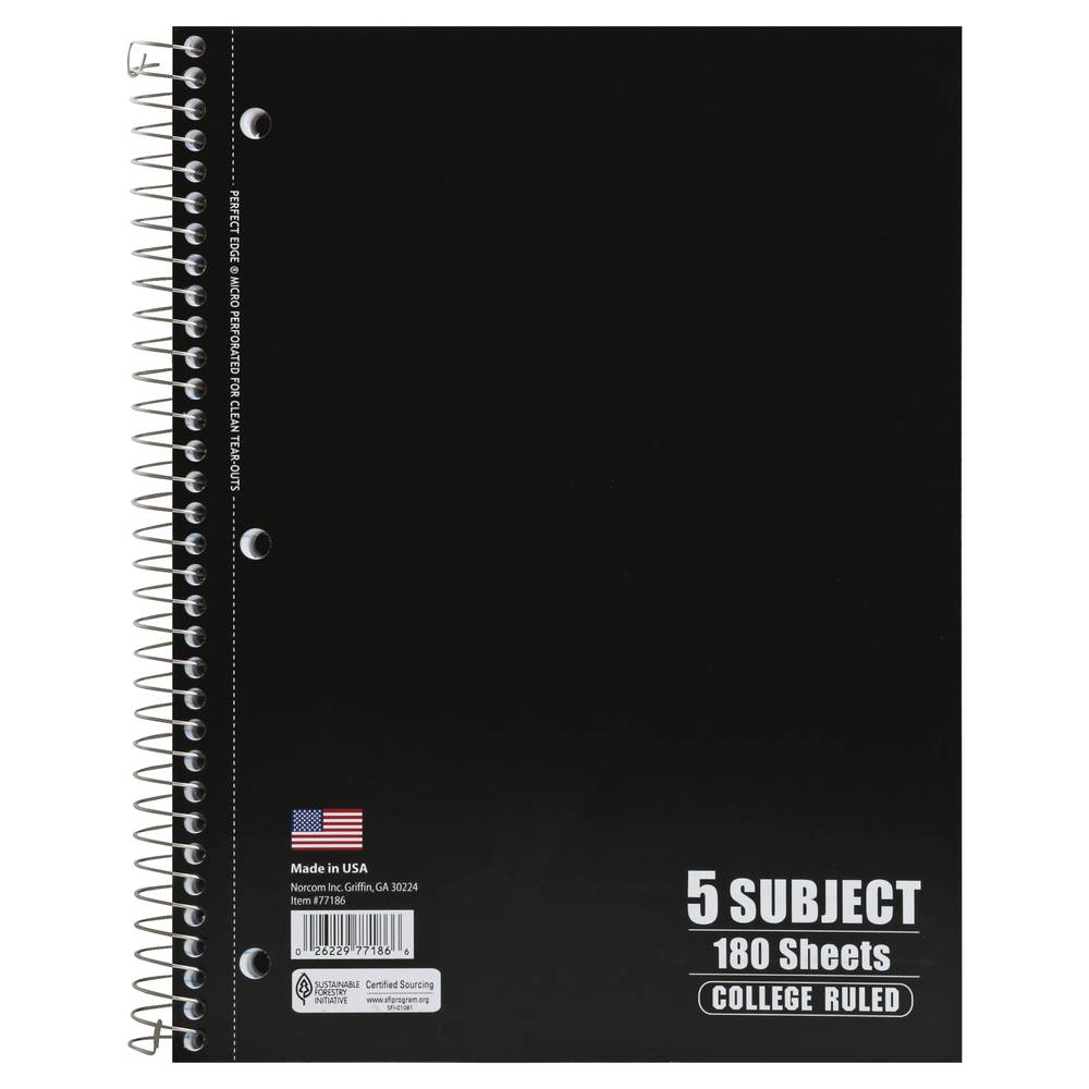 Norcom Inc. College Ruled 5 Subject 180 Sheets Notebook (1 ct)