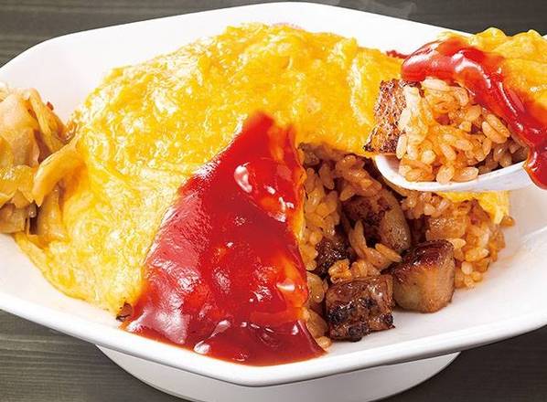 焼豚オムライス Grilled Pork Rice Omelette