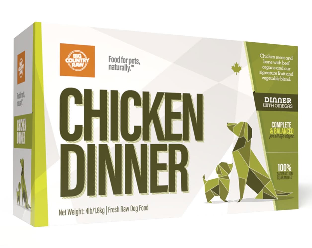 Big Country Raw Chicken Dinner Carton Dog Food, 4 lb