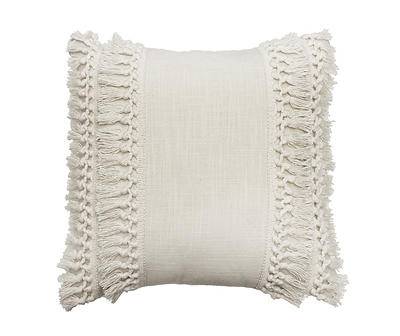 Feather Gray Tassel-Accent Throw Pillow