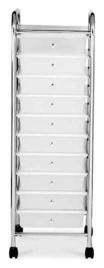 Simply Tidy 10 Drawer Rolling Cart, White