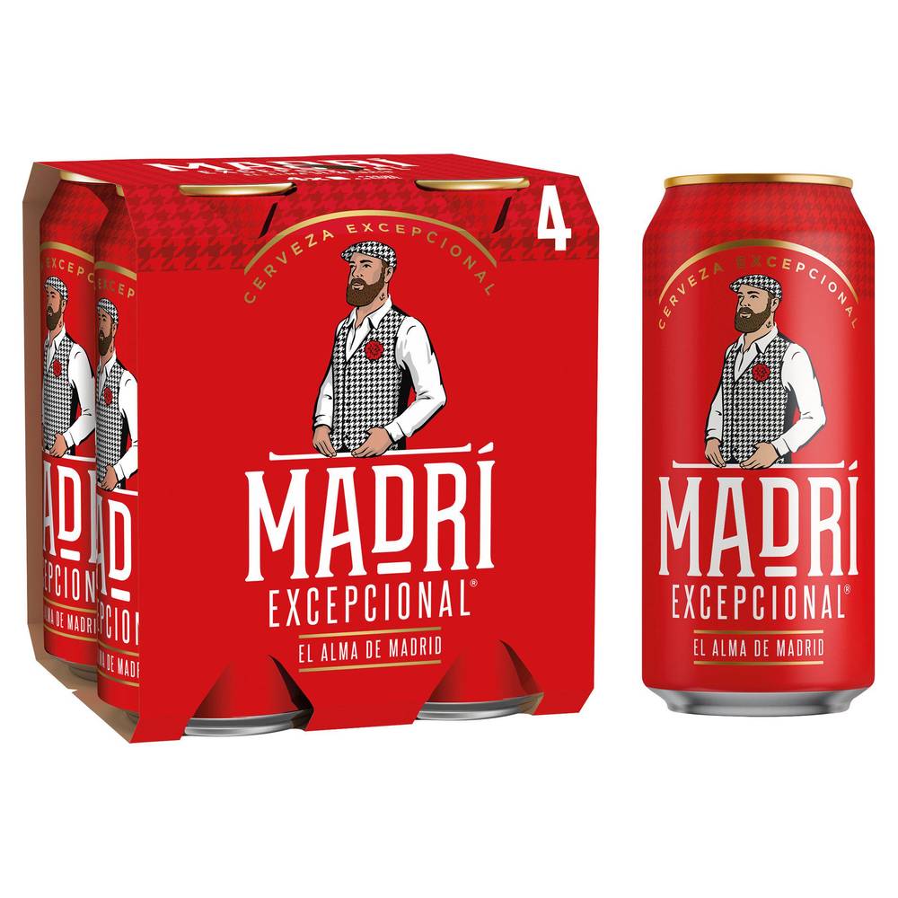 SAVE £1.00 Madri Excepcional Premium Lager Beer Can 4x440ml