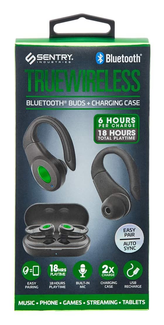 Sentry True Wireless Bluetooth Hook Earbuds With Charging Case