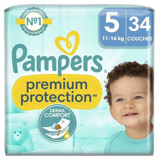 Pampers - Couches bébé premium protection 11 à 16 kg (taille-5 )