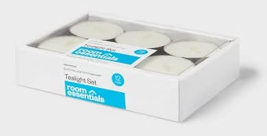 Room Essentials Fragrance Free Tealights Set, White (12 ct)