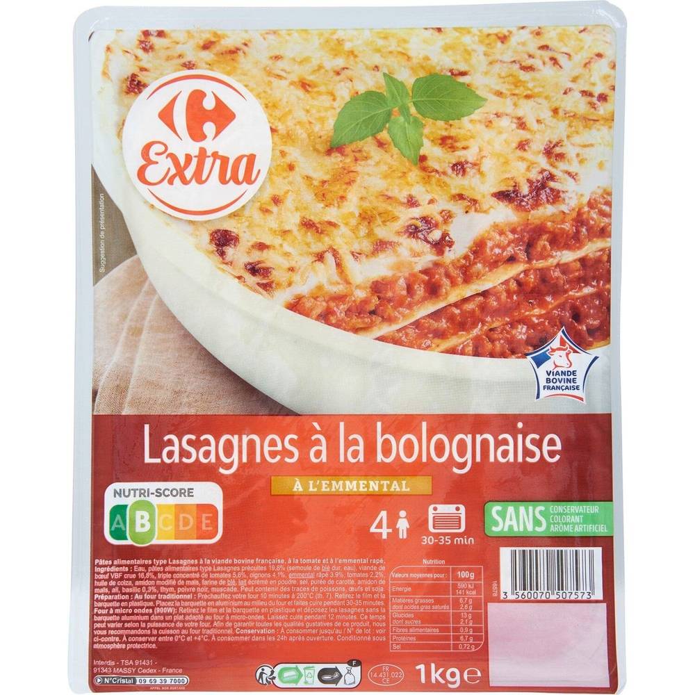 Carrefour Extra - Plat cuisiné lasagnes à la bolognaise