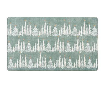 Winter Frost Christmas Trees Cloudstep Kitchen Mat, Green