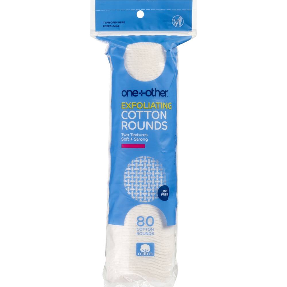 One+Other Exfoliating Premium Cotton Rounds, 80Ct