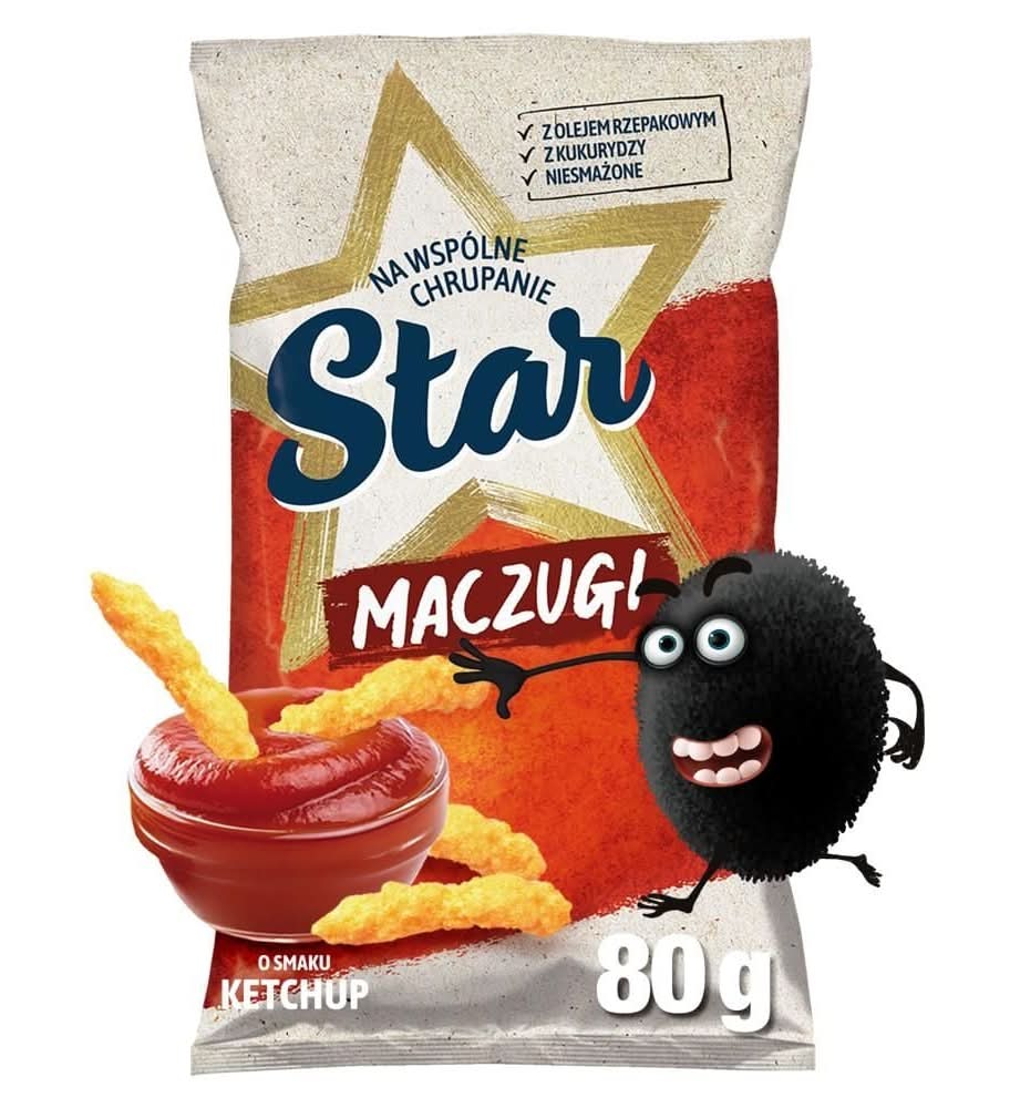Star Maczugi Chrupki kukurydziane o smaku ketchup 80 g