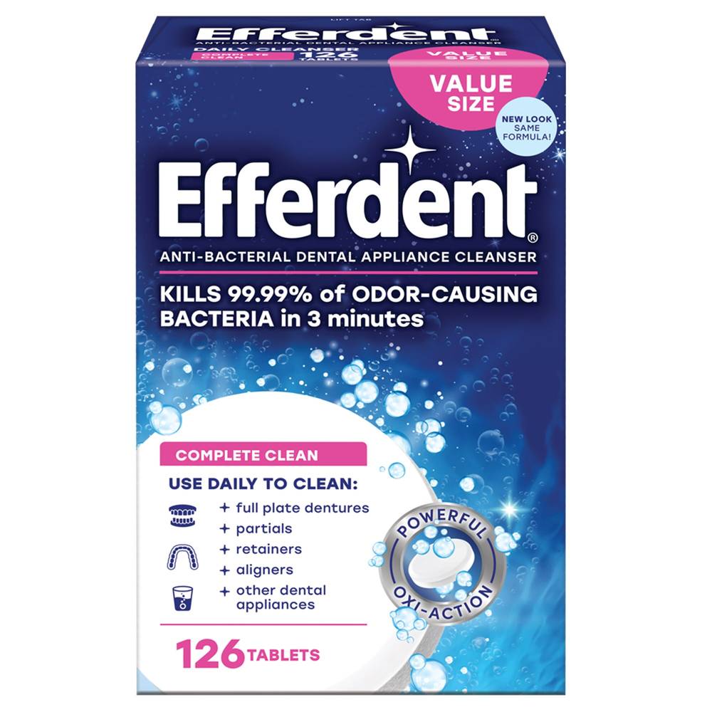 Efferdent Anti-Bacterial Dental Appliance Cleanser, 126 Ct