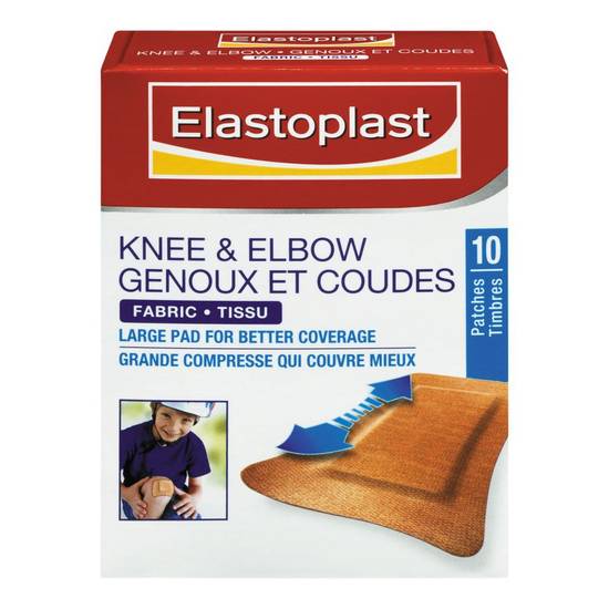 Elastoplast spots plastic adhesive bandages - knee & elbow fabric adhesive bandages (10 strips)