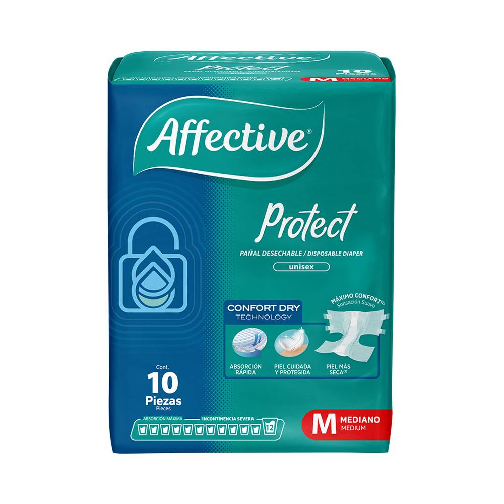 Affective pañales para adulto protect unisex m (paquete 10 piezas)