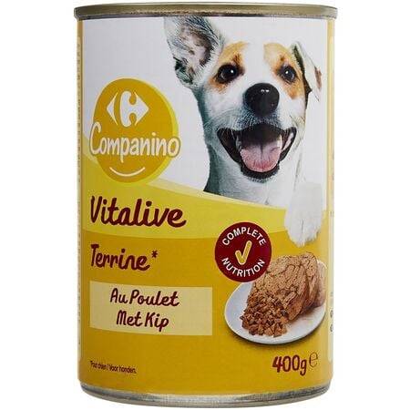 Carrefour pâtée pour chien riche en poulet