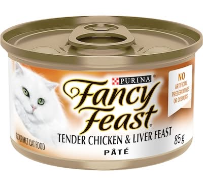 Purina Fancy Feast Pâté Gourmet Wet Cat Food, Tender Chicken & Liver Feast, Adult (85 g)