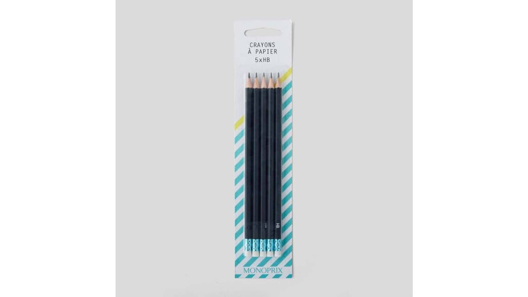 Monoprix Maison 5 crayons hb avec gomme Le lot