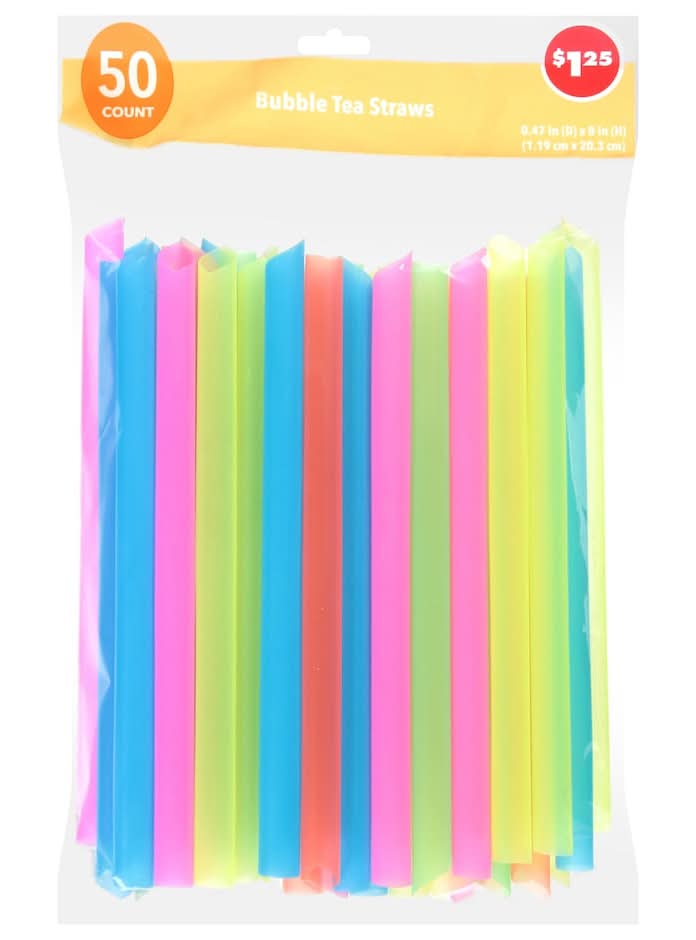 Neon Bubble Tea Straws, 0.47x8 in (50 ct)