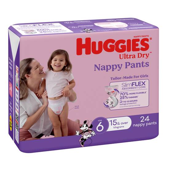 Huggies Ultra Dry Nappy Pants Girls Size 6 (15kg+) 24 pack