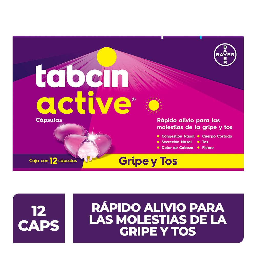Tabcin antigripal active cápsulas 250 mg (12 un)