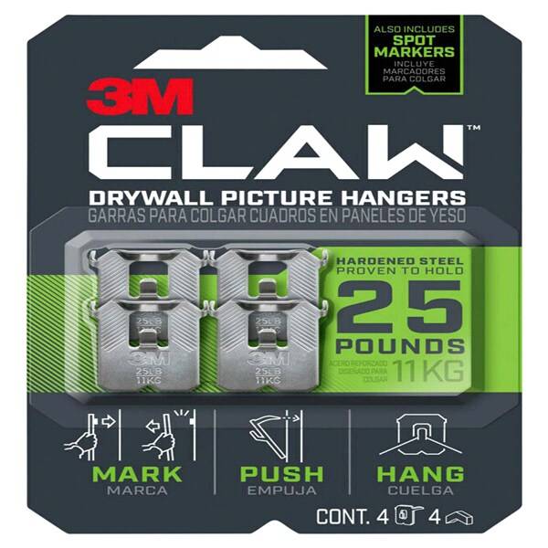 3M Claw Drywall Picture Hanger With Temporary Spot Marker Holds 25 Lbs