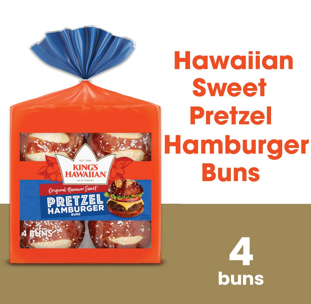King's Hawaiian Original Hawaiian Sweet Pretzel Hamburger Buns (10.5 oz, 4 ct)