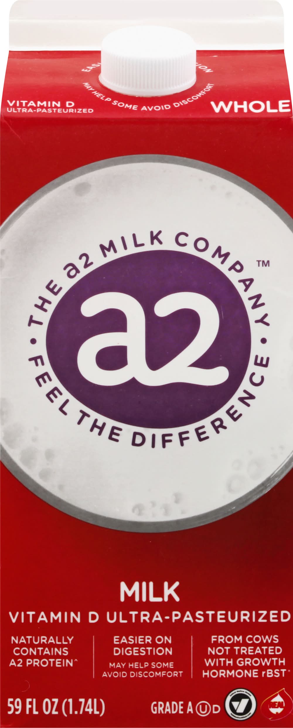a2 Milk Vitamin D Ultra-Pasteurized Grade a Milk (59 fl oz)