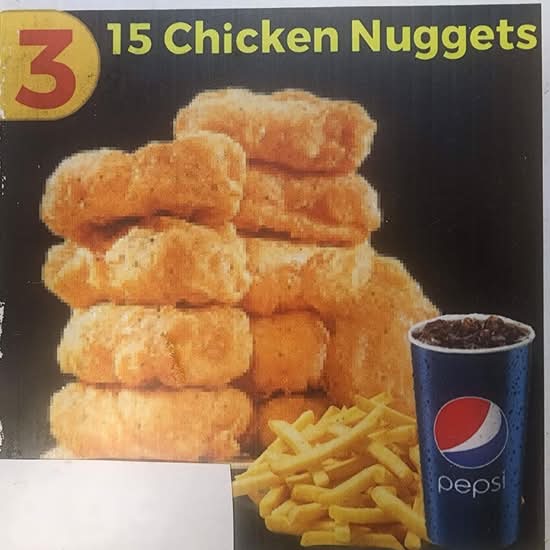 13 pc chicken nuggets w/fries and can soda