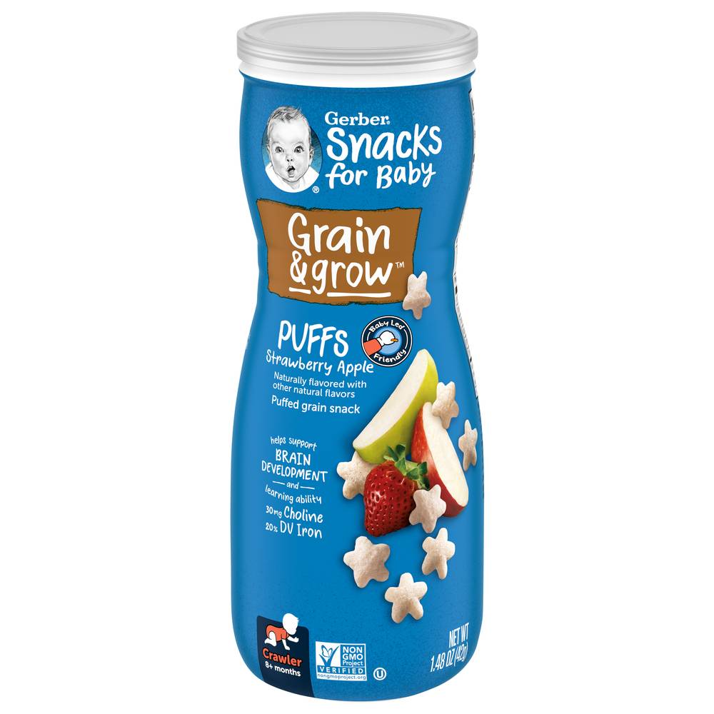 Gerber Snacks For Baby Grain & Grow Strawberry Apple Puffs