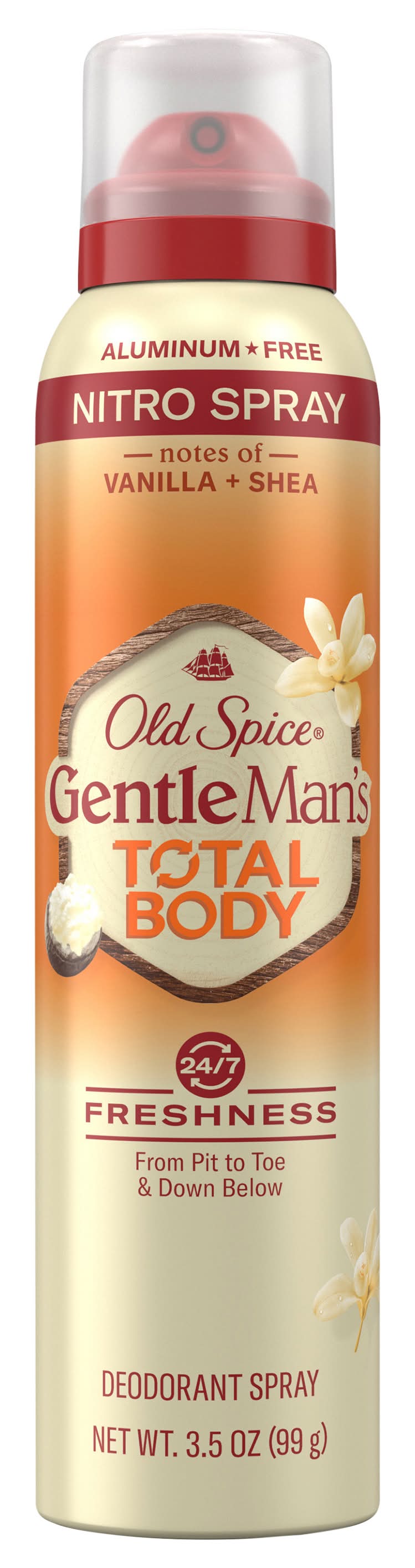 Old Spice Gentle Mans Total Body Nitro Spray Vanilla + Shea Deodorant Spray (3.5 oz)