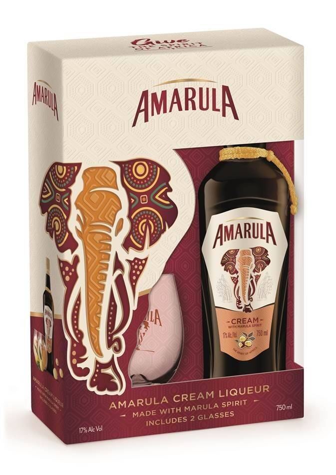 Amarula Fruit Cream Liqueur With Two Glasses Gift Set (750 ml)