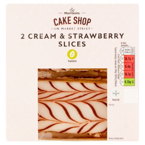 Morrisons Cream & Strawberry, Market Street Jam Cake Slices (2 pack)
